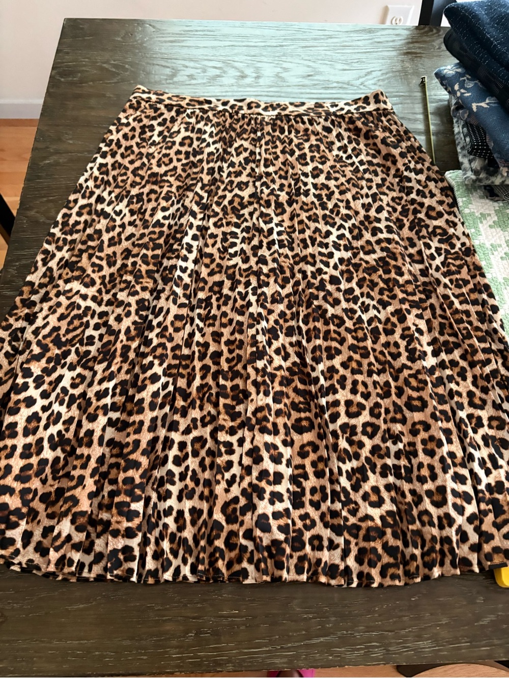 Ann Taylor Factory Leopard Print Pleated Midi Skirt - Brown, Black, Cream